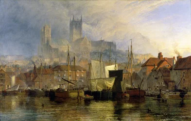 Cathédrale de Lincoln depuis le Brayford Pool